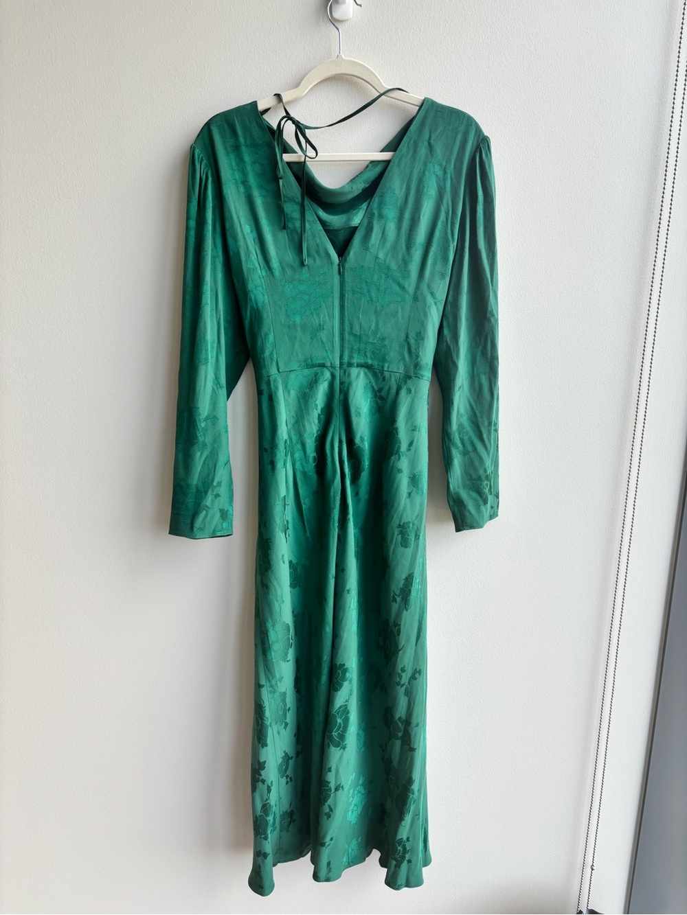 RIXO "Ginger" Emerald Green Floral Jacquard Midi Dress | Size L (US 10) - Picture 7 of 7